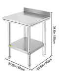 SucceBuy Stainless Steel Kitchen Work Bench Commercial Catering Table Worktable w/Undershelf 330LBS 286LBS for Restaurant Garage