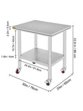 SucceBuy Stainless Steel Kitchen Worktable shelves Commercial Work Bench Table with Caster Wheels for Home Restaurant Storage
