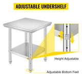 SucceBuy Stainless Steel Kitchen Work Bench Commercial Catering Table Worktable w/Undershelf 330LBS 286LBS for Restaurant Garage
