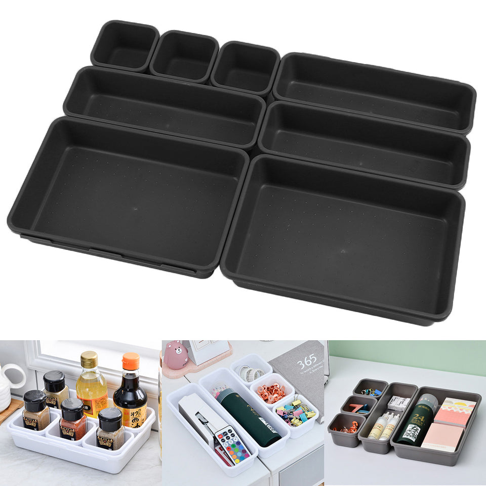 Closet  Cover Storage Drawer Storage Box Kitchen Bathroom Storage Trays Sundries Jewellery Holder 8pc/set Make Up Organizer Box